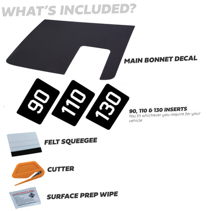 Bonnet Decal '90/110/130' - Genuine (shorter) for Land Rover Defender L663