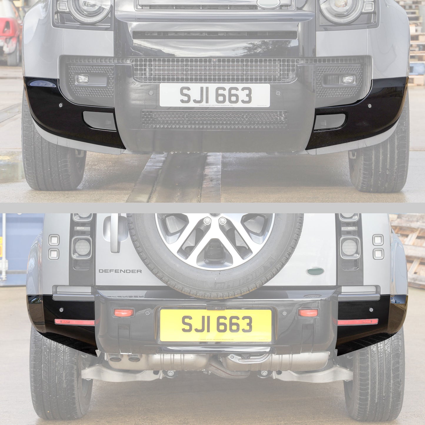 4pc Front & Rear Bumper Corners for Land Rover Defender L663 - Gloss Black