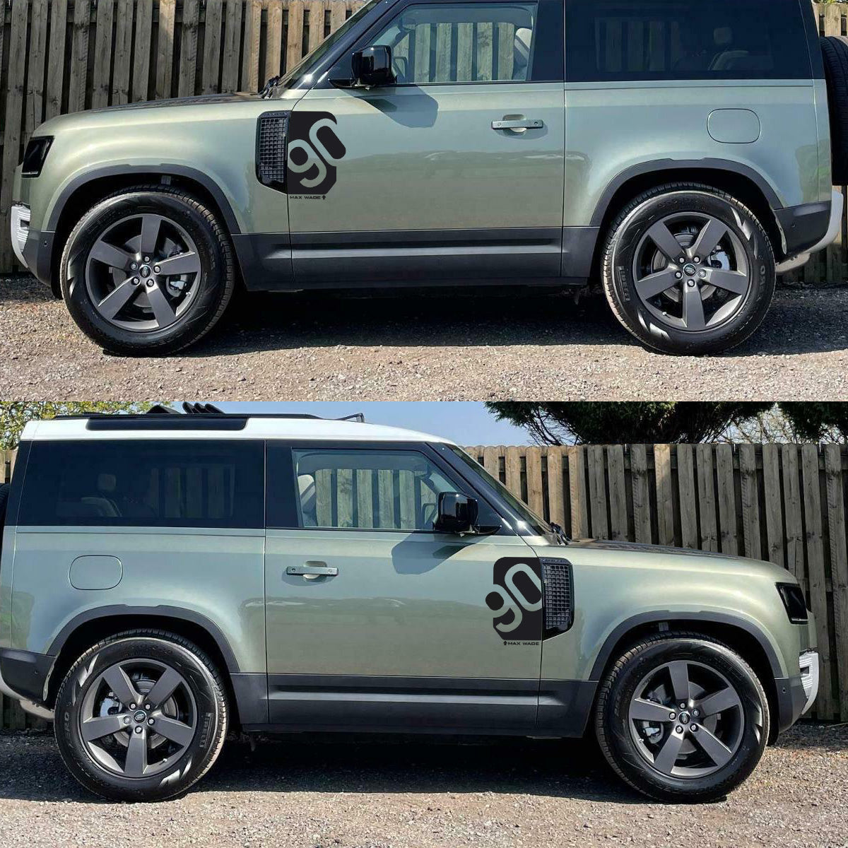 Door/Side Vent Decal Kit 'Rotated 90' - Matte Black for Land Rover Defender L663