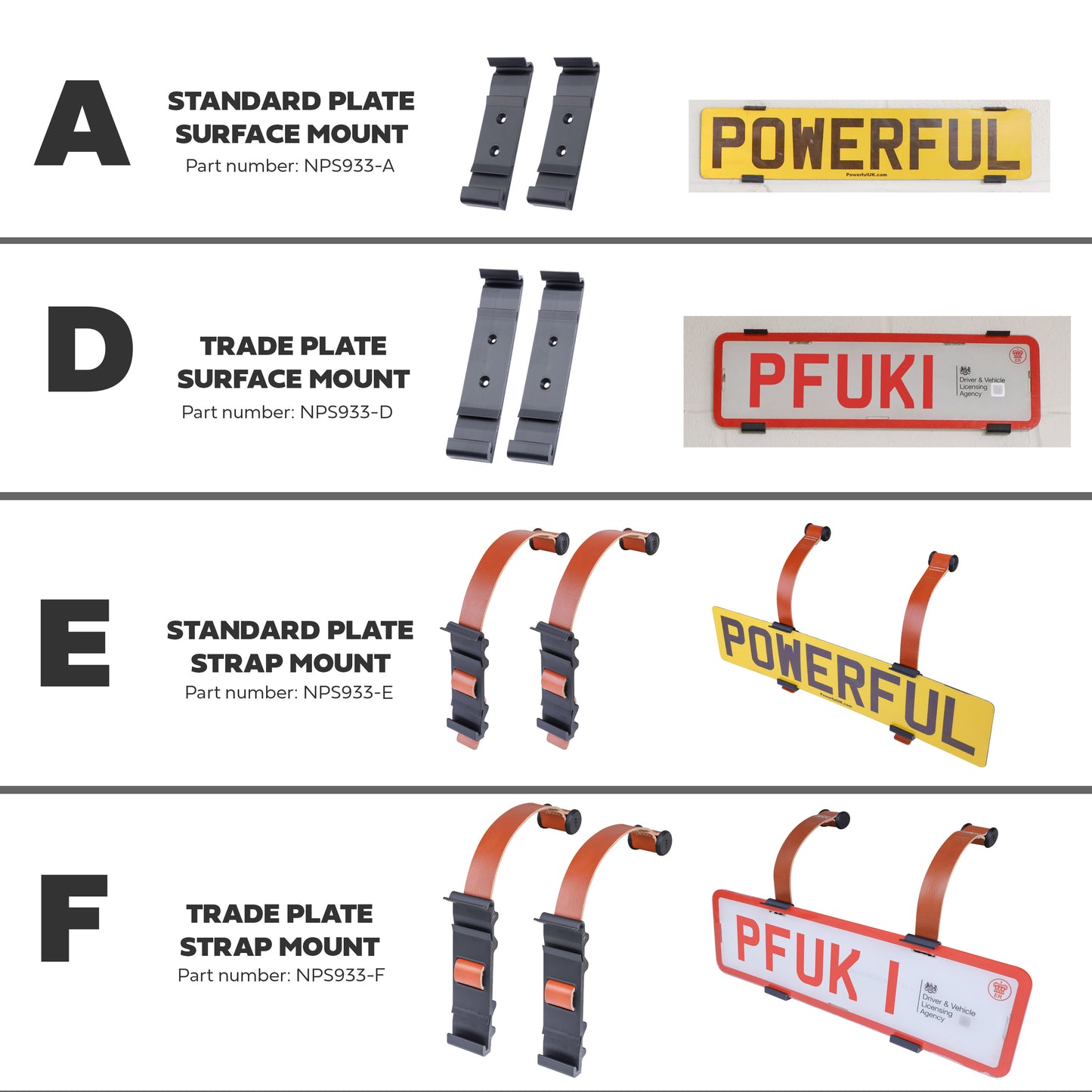 2x Toggle Mount Number Plate Holders - Standard UK Plate