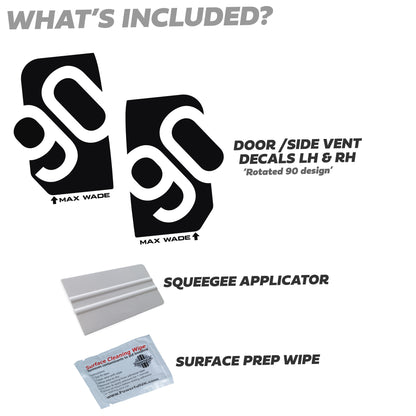 Door/Side Vent Decal Kit 'Rotated 90' - Matte Black for Land Rover Defender L663