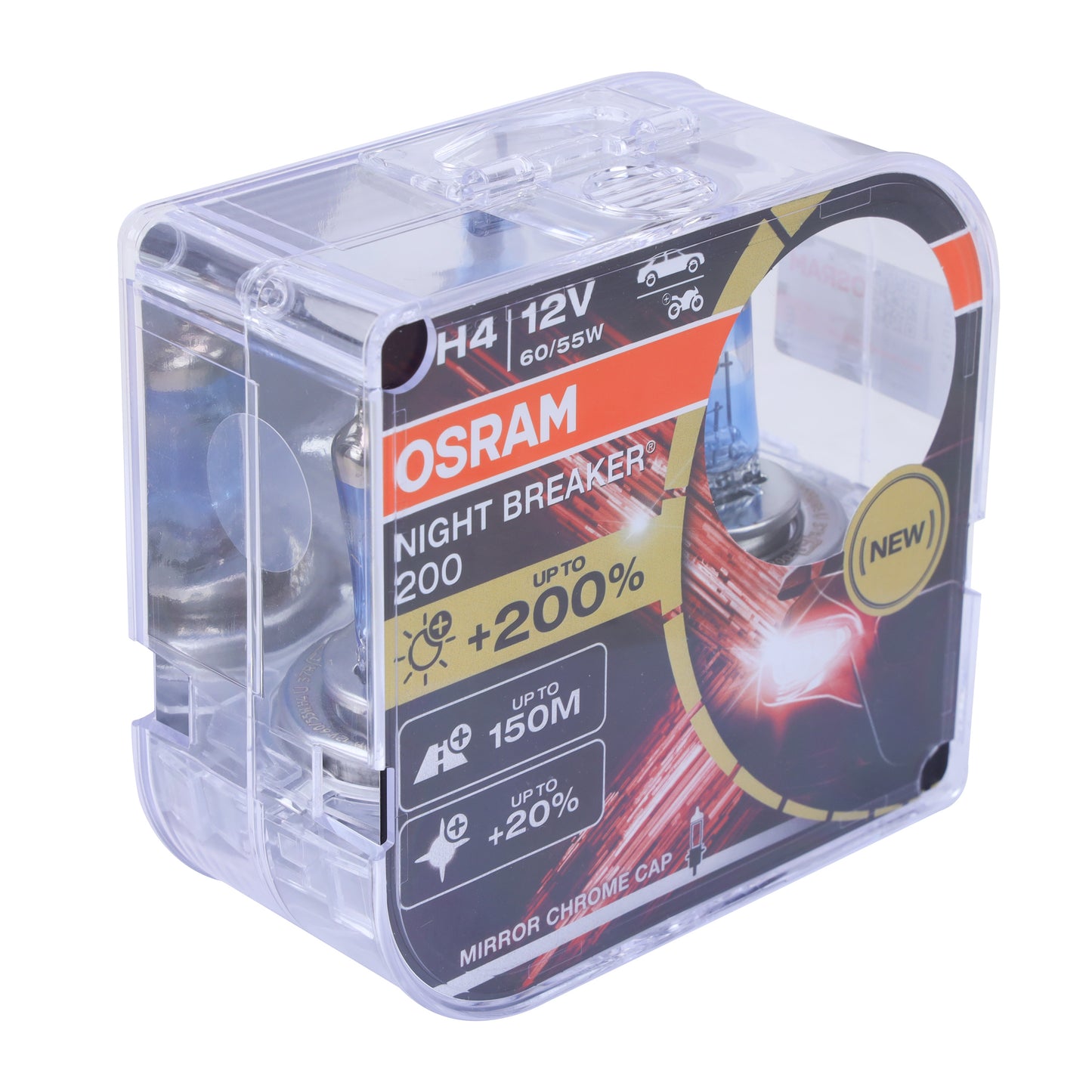 OSRAM H4 high Power 'Night Breaker 200' Bulbs (Pair) for Land Rover Defender