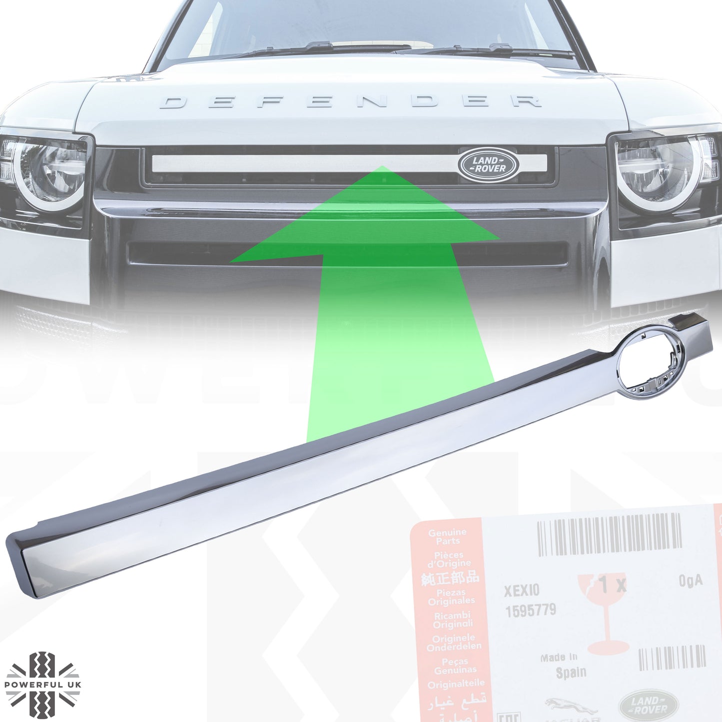 Front Grille Bar in Noble Chrome (Genuine) for Land Rover Defender L663