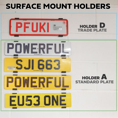 2x Surface Mount Number Plate Holders - Standard UK Plate