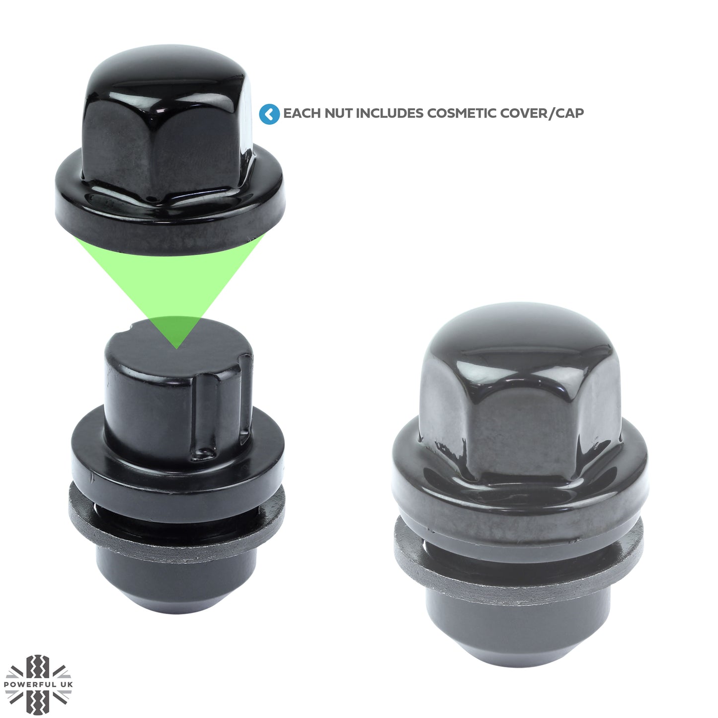 Locking Wheel Nut Kit for Land Rover Discovery 1 Alloy Wheels - Black