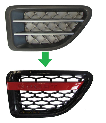 Side Vents - Black/Red/Black for Range Rover Sport 2005