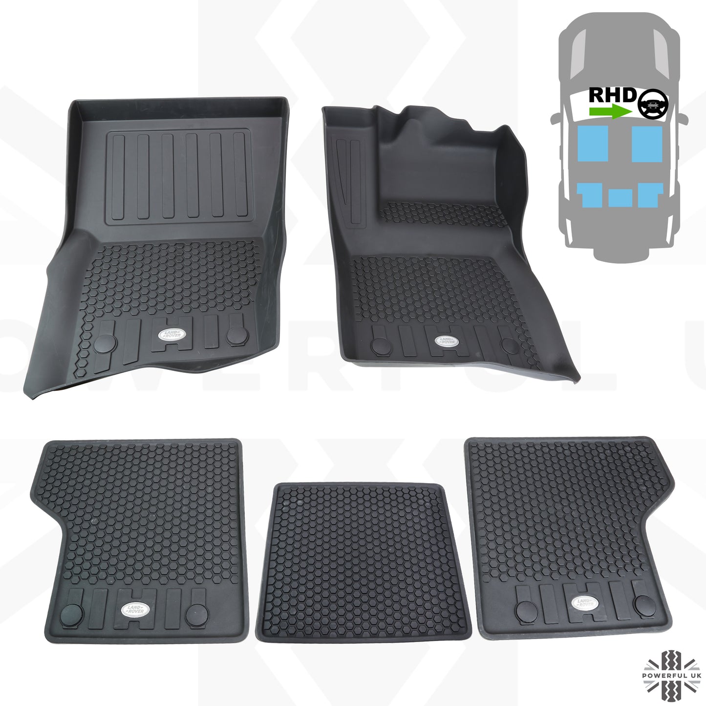 Rubber Floor Mat Set - Genuine - for Land Rover Defender L663 (90 models) - RHD