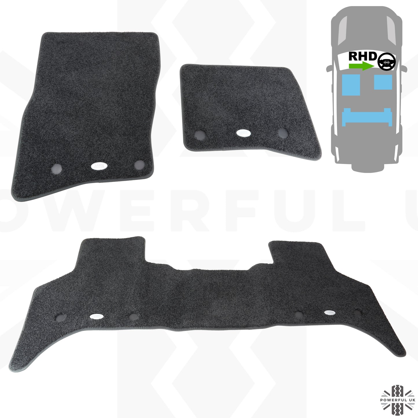 Carpet Floor Mat Set - Genuine - for Land Rover Defender L663 (110 models) - RHD - 5 seat