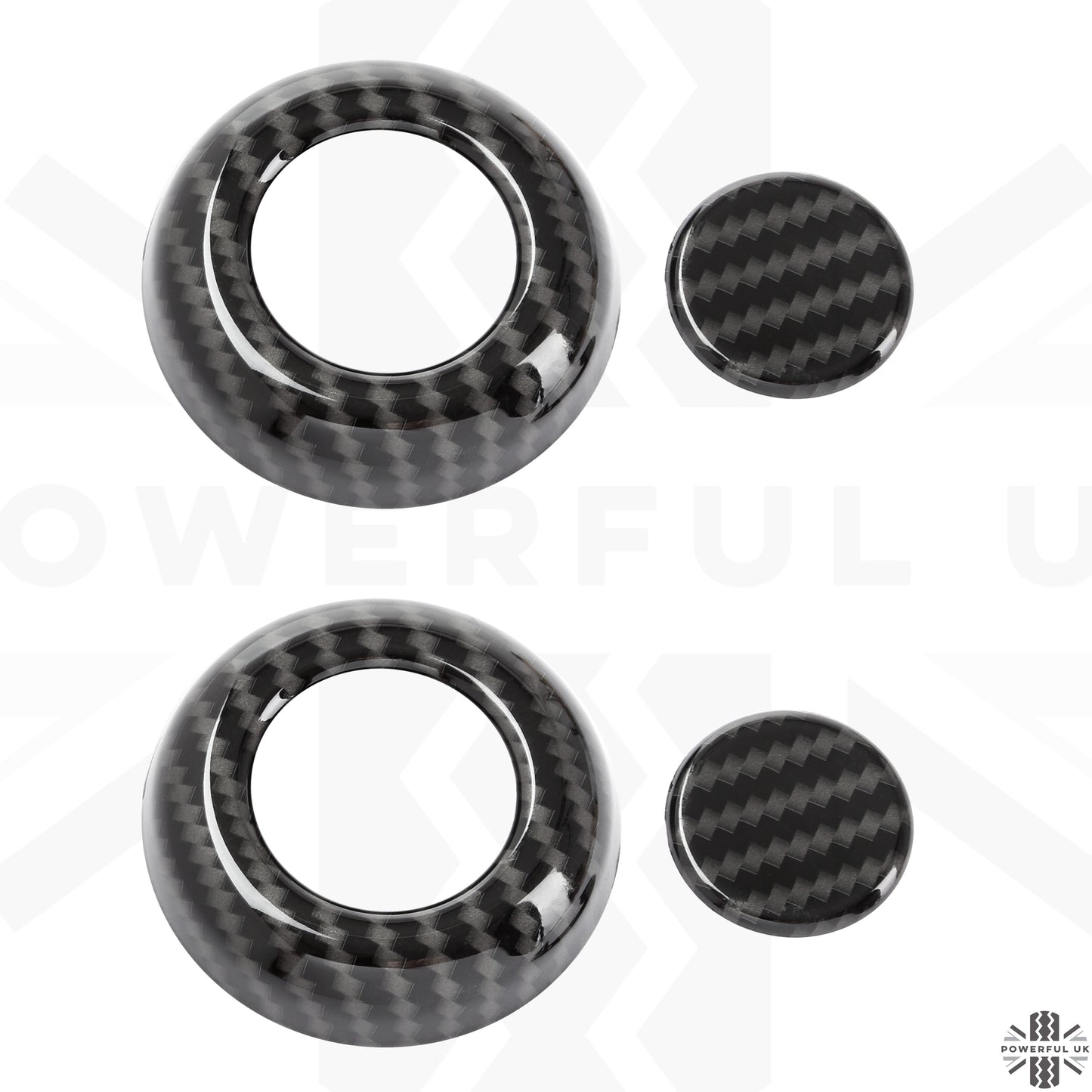 Front Seat Headrest Button Covers for Land Rover Defender L663 - LARGE TYPE - Carbon Fibre