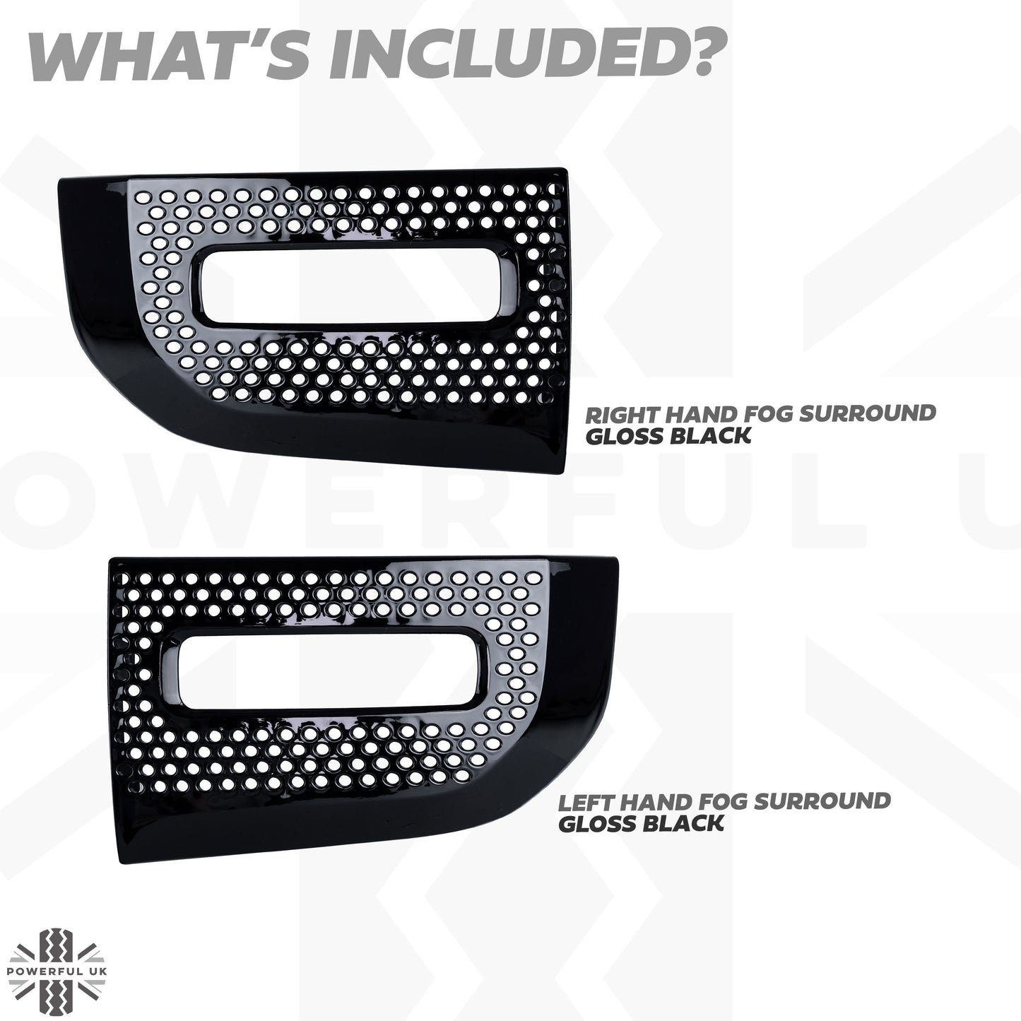 Fog Lamp Surround Grille for Land Rover Defender L663 - Gloss Black - PAIR