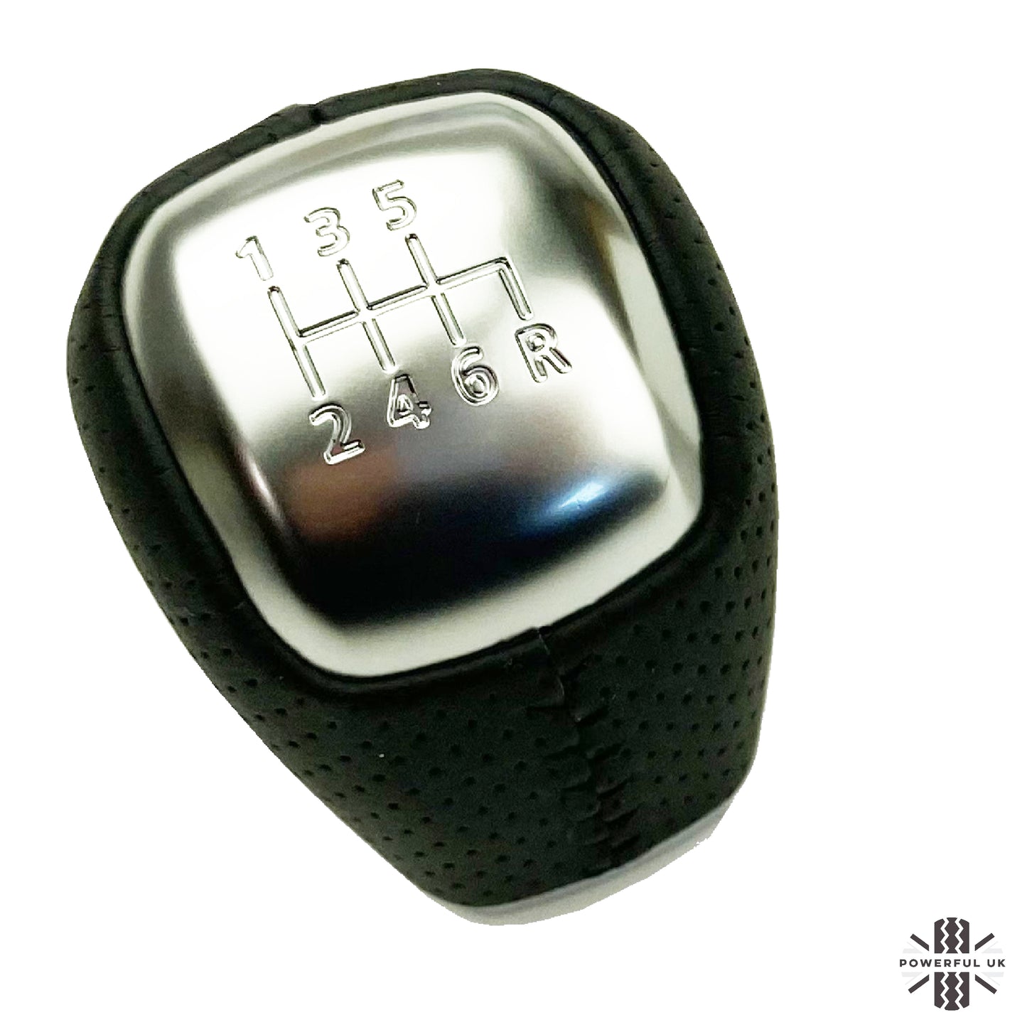 Perforated Black Leather Gear Knob for Range Rover Evoque with Manual 6 Speed