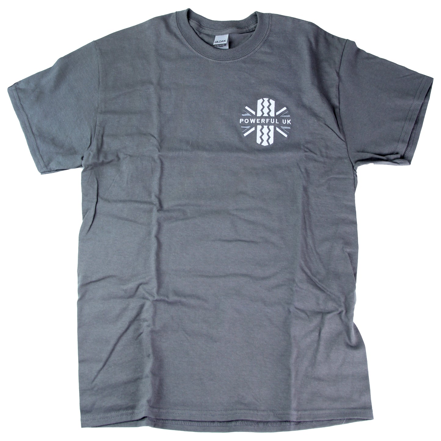 Embroidered T-Shirt Powerful UK Ltd "Merch" - Charcoal Grey - XXL