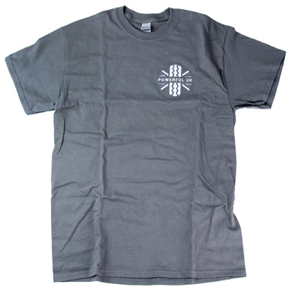 Embroidered T-Shirt Powerful UK Ltd "Merch" - Charcoal Grey - XXL