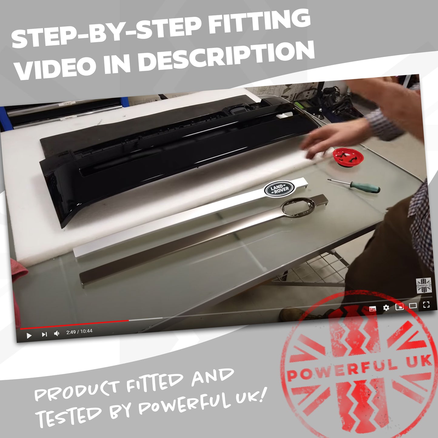 Front Grille Bar in Starlight Satin Chrome (Genuine) for Land Rover Defender L663