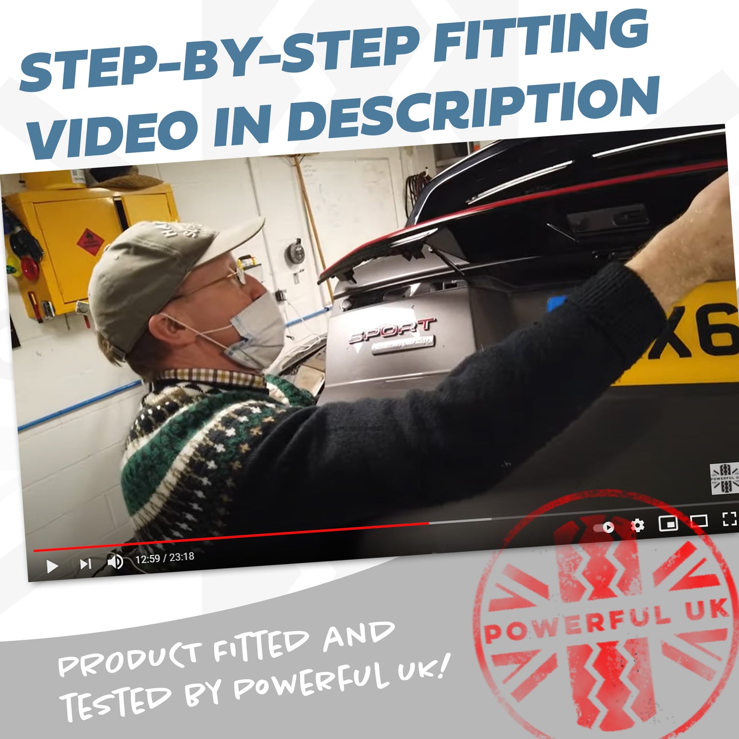 Rear Tailgate LED Lightbar for Range Rover Sport L494 WITHOUT reverse camera - SMOKED Lens