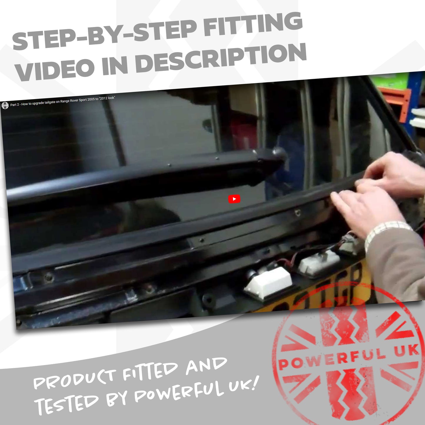 2012 style Tailgate Conversion for Range Rover Sport 05-11 - Primer/Gloss Silver Strip