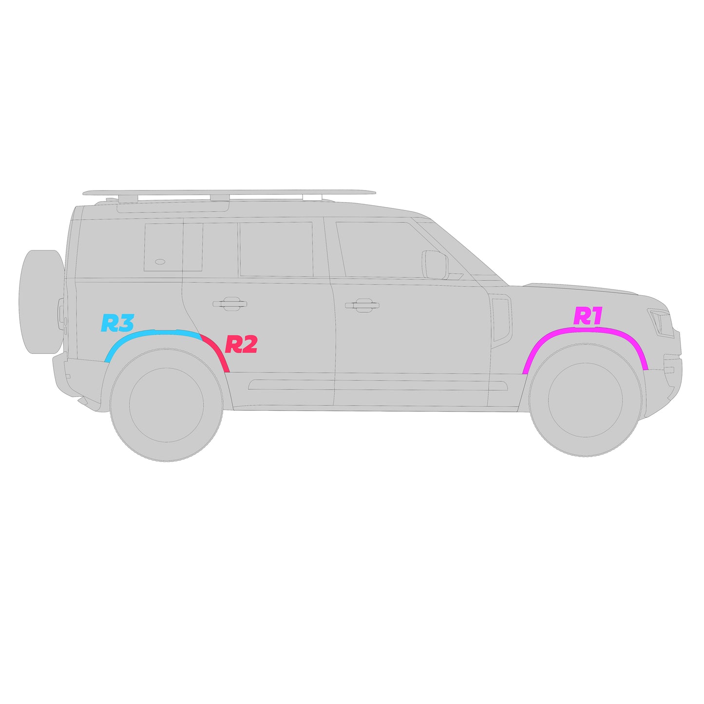 Wheel Arch Section - Standard Width - Rear Right (R2) for Land Rover Defender L663(110 & 130) - Gloss Black