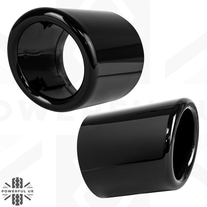 Round Exhaust Tips - Pair - DIESEL - Gloss Black for Range Rover Sport L494 (2014-17)