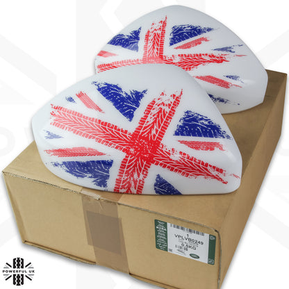 Genuine Replacement Mirror Caps for Range Rover Velar - White with Union Jack design