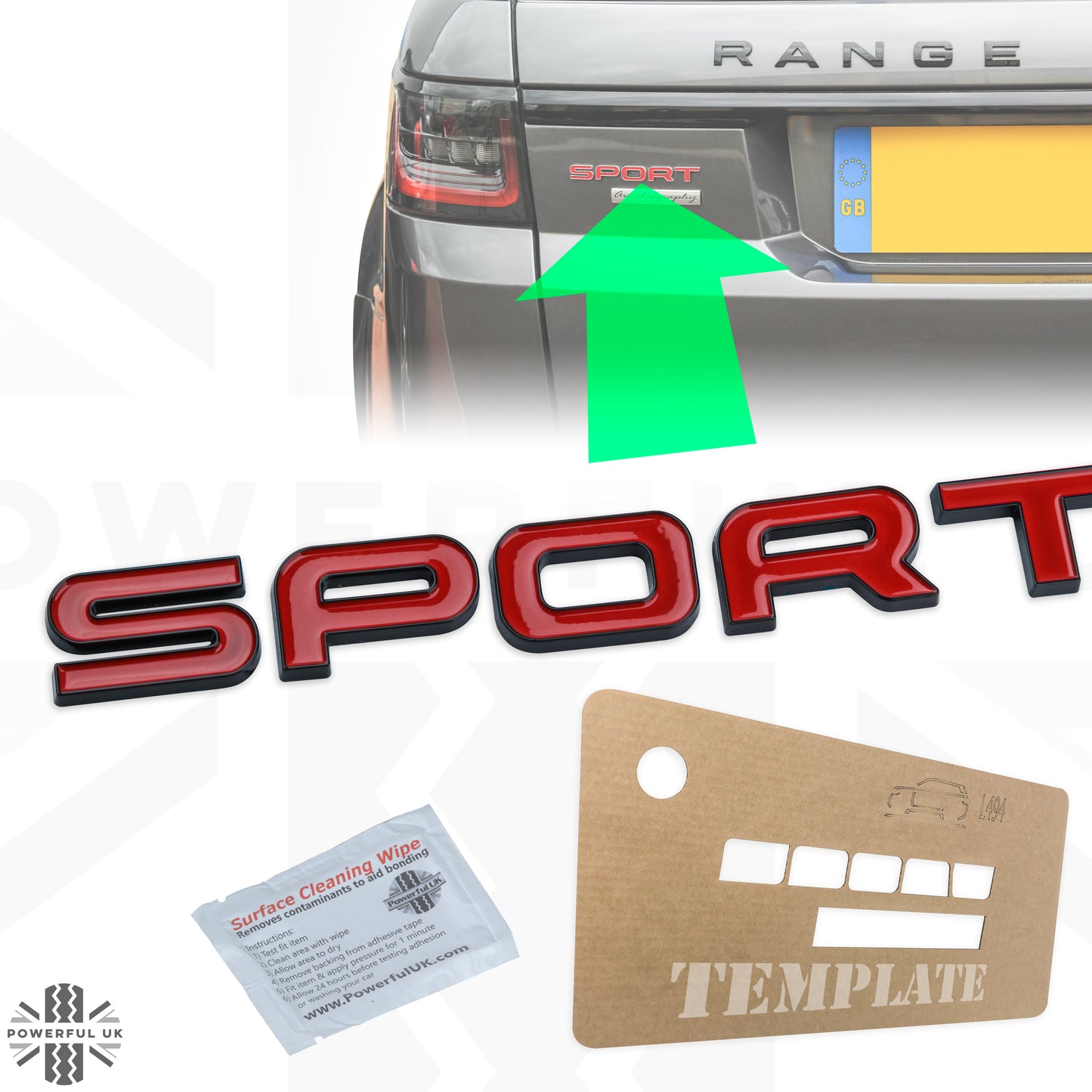 SPORT Lettering - Black & Red for Range Rover Sport L494 Tailgate
