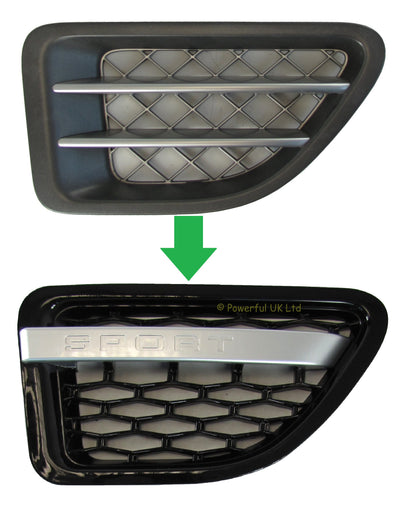 Side Vents - Black/Silver/Black for Range Rover Sport 2005