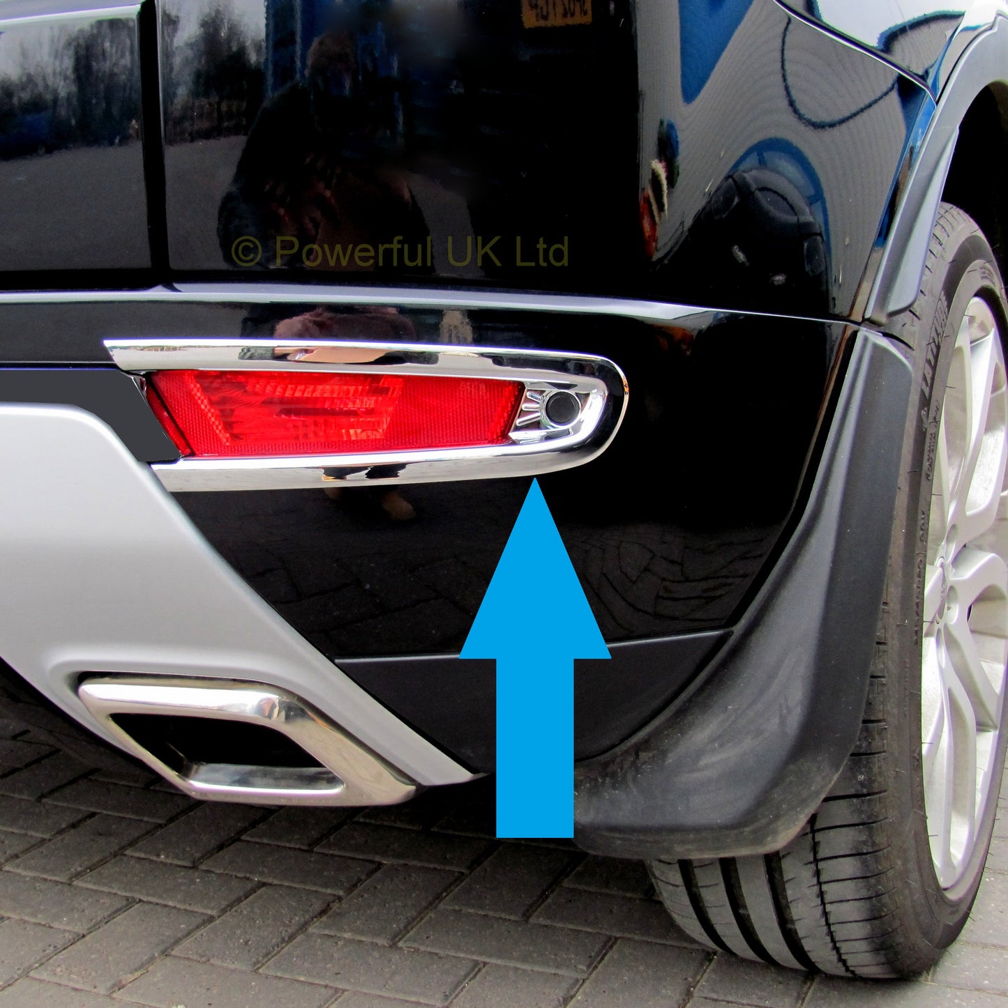 Rear Fog Lamp Surrounds for Range Rover Evoque L538 Dynamic Rear Bumper- Chrome