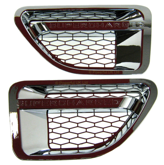 Side Vents SUPERCHARGED Style - Full Chrome for Range Rover Sport