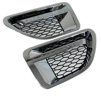 Side Vents SUPERCHARGED Style - Chrome/Black for Range Rover Sport