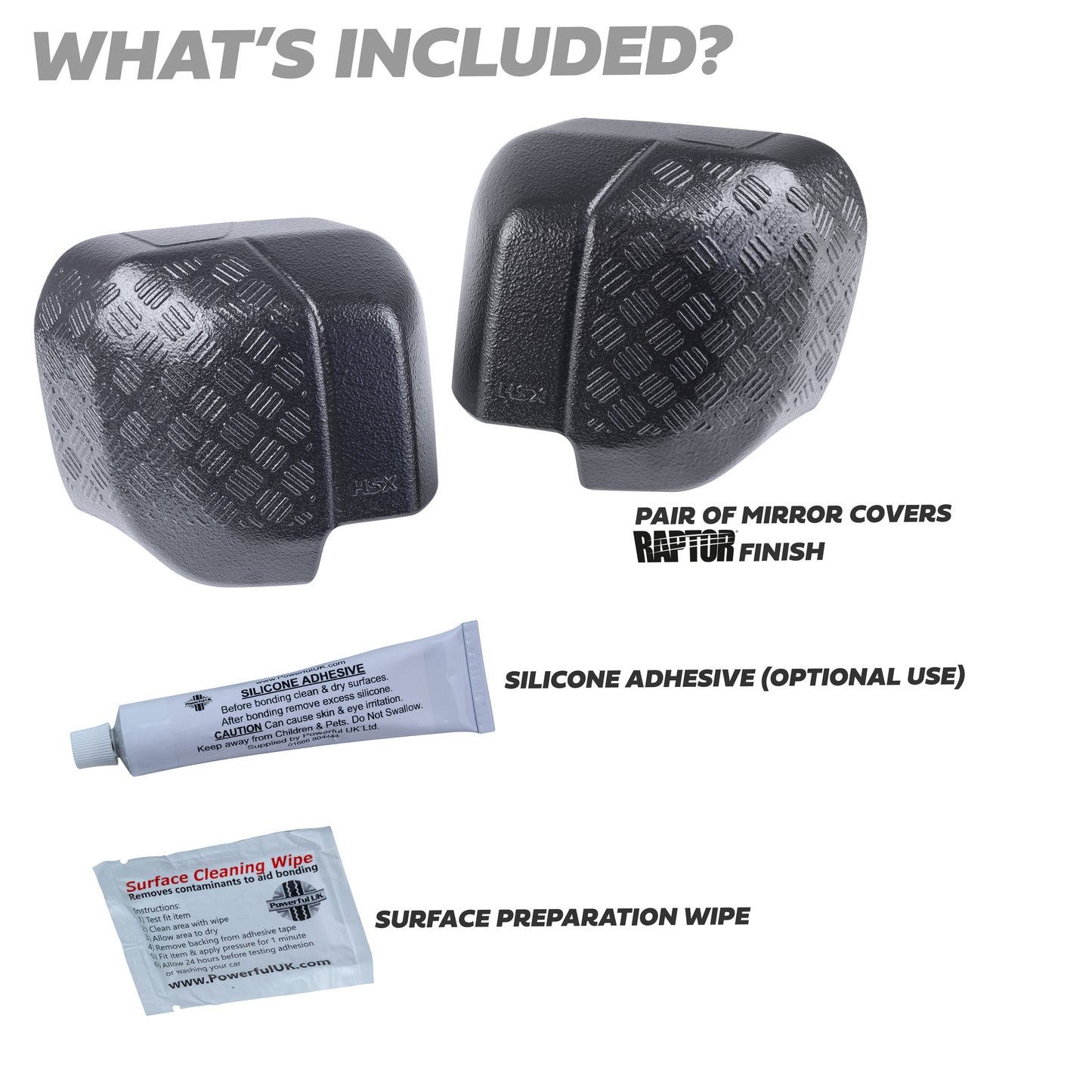 Extended Mirror Covers Chequer Plate for Land Rover Defender L663 - RAPTOR