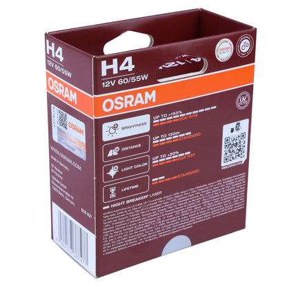 OSRAM H4 high Power " Night Breaker LASER" Bulbs (Pair) for Land Rover Defender