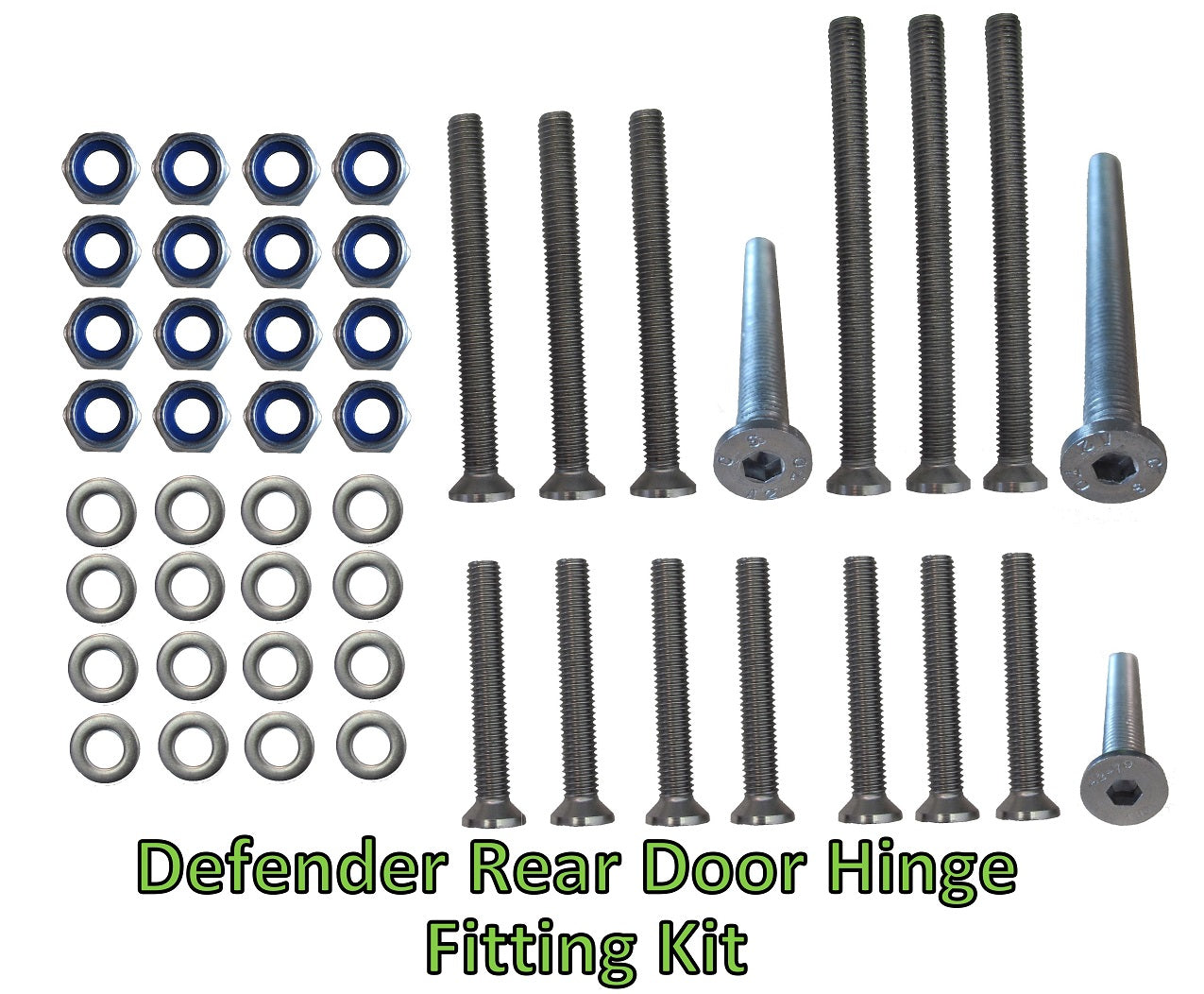 Door Hinge Stainless Steel Fitting Kit - Rear - for Land Rover Classic Defender