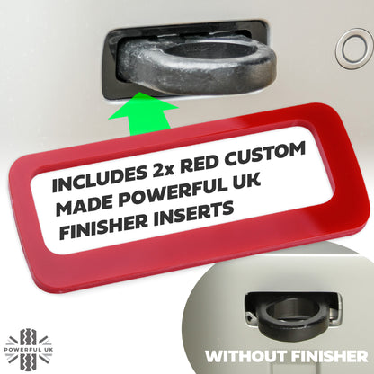 Rear Bumper Tow Loop Finisher Inserts - RED - for Land Rover Defender L663