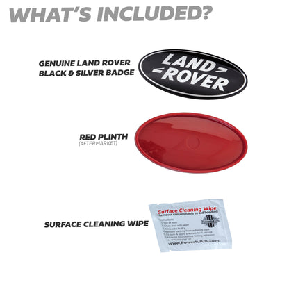 Black & Silver Badge on Red Plinth for Range Rover Sport