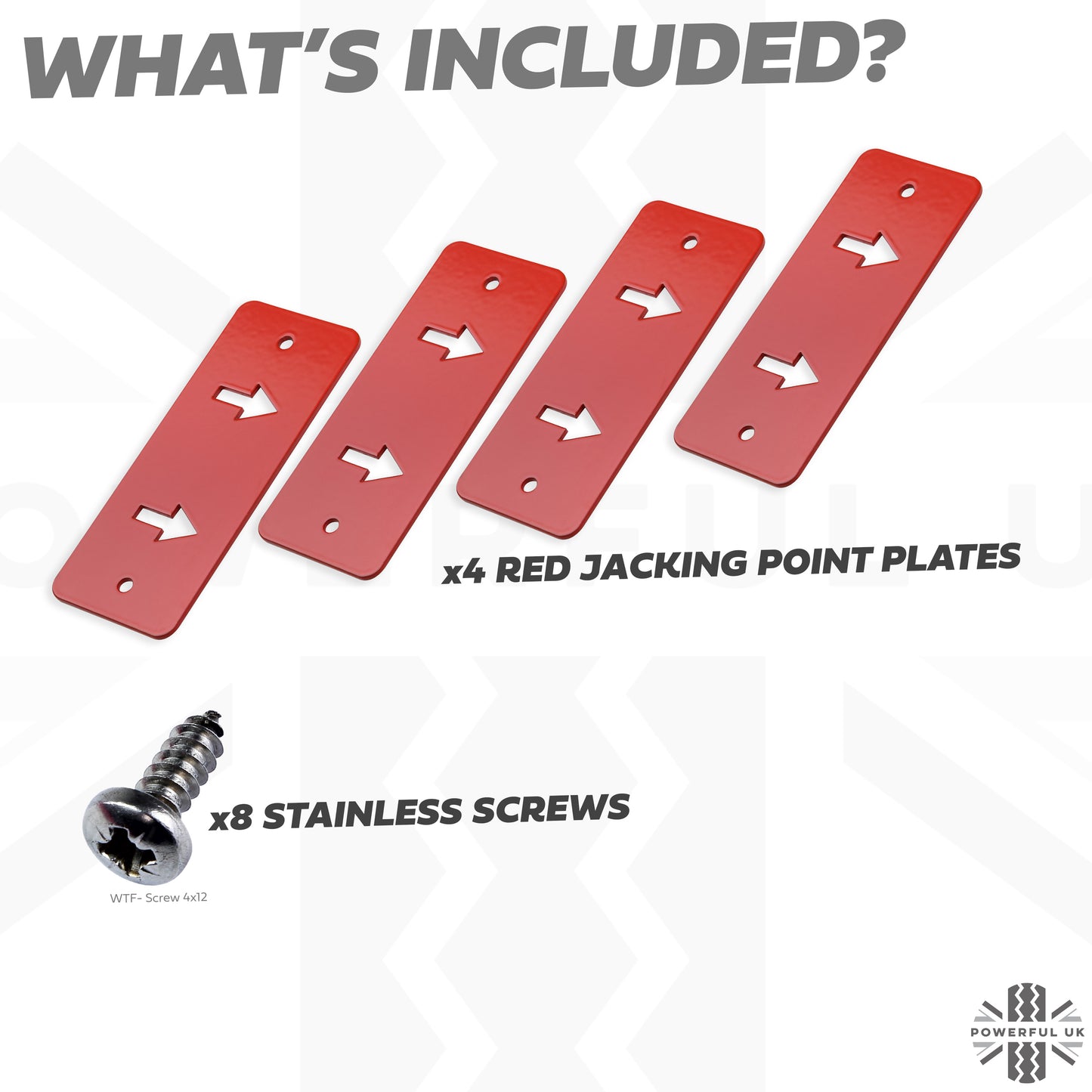 Jacking Point Marker Plate Kit - RED - for Land Rover Defender L663