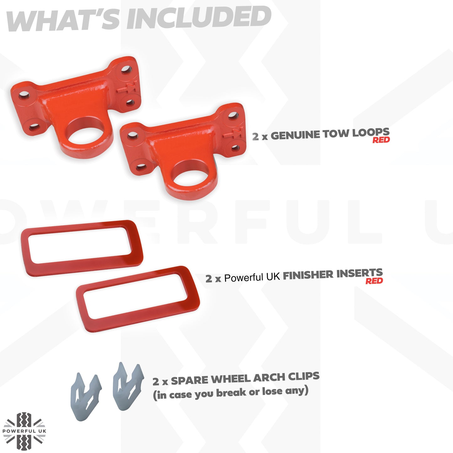 Tow Loop Upgrade Kit B - Red Loops + Red Inserts for Land Rover Defender L663