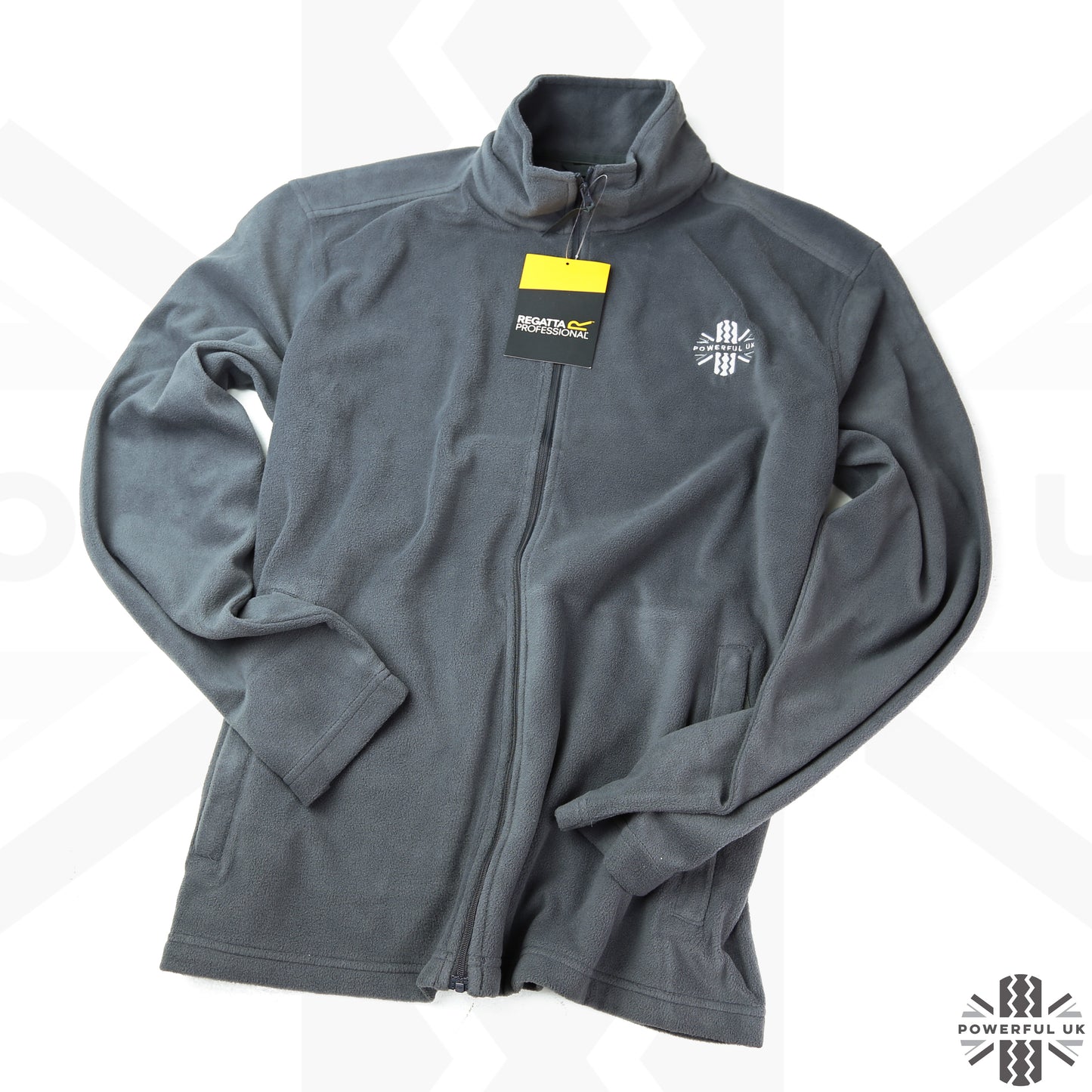 Embroidered Fleece Powerful UK Ltd "Merch" - Seal Grey - SMALL