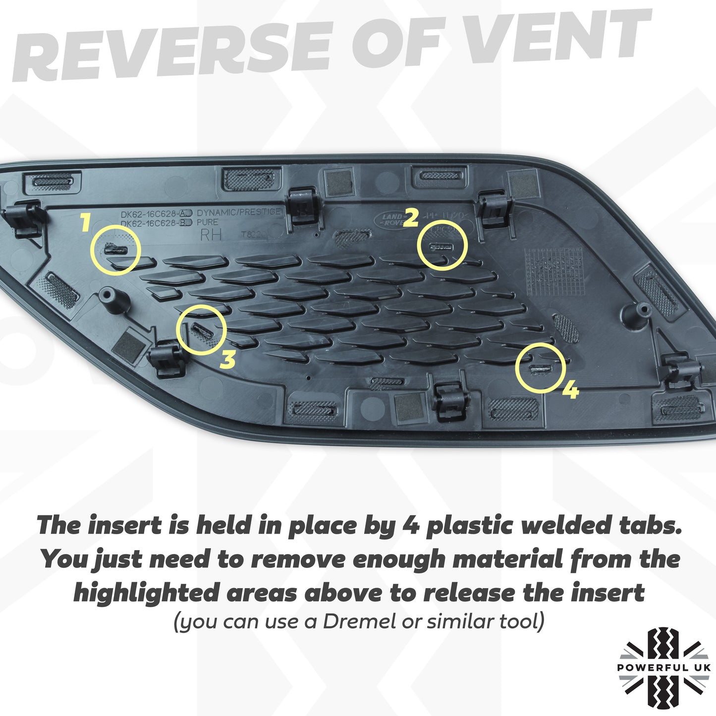 Bonnet Vent 'Double Louvre' Inserts for Range Rover Sport L494 - Gloss Black