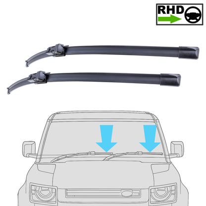 2x Front Wiper Blades for Land Rover Defender L663 - Early Type (Flatblade) - RHD