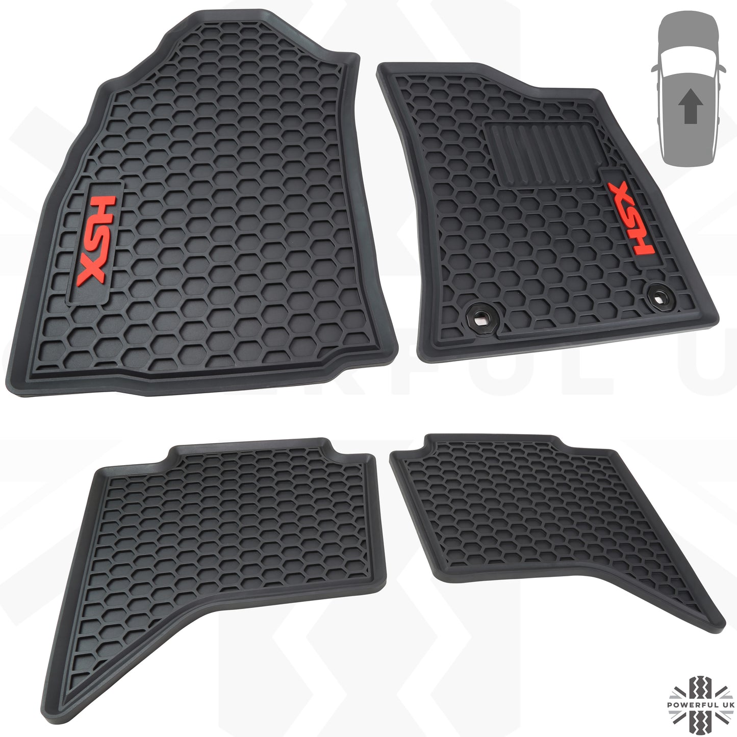 Rubber Floor Mats 4pc - RHD - for Toyota Hilux mk8 (2016+)