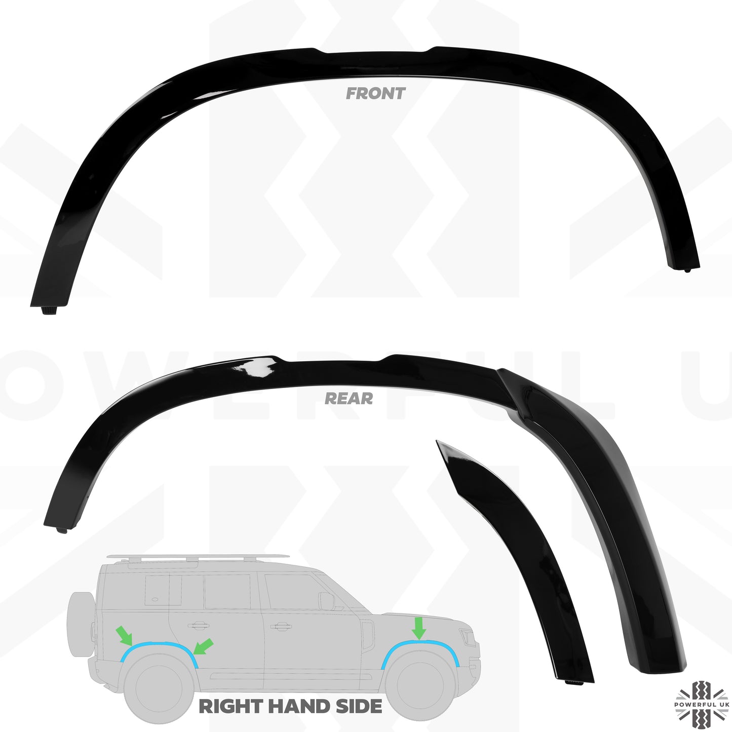 6pc Wheel Arch Kit for Land Rover Defender L663 - ROW - Gloss Black
