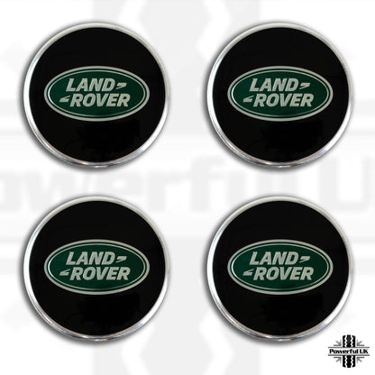 Genuine 4x Black & Green Alloy Wheel Centre caps for Land Rover Defender L663
