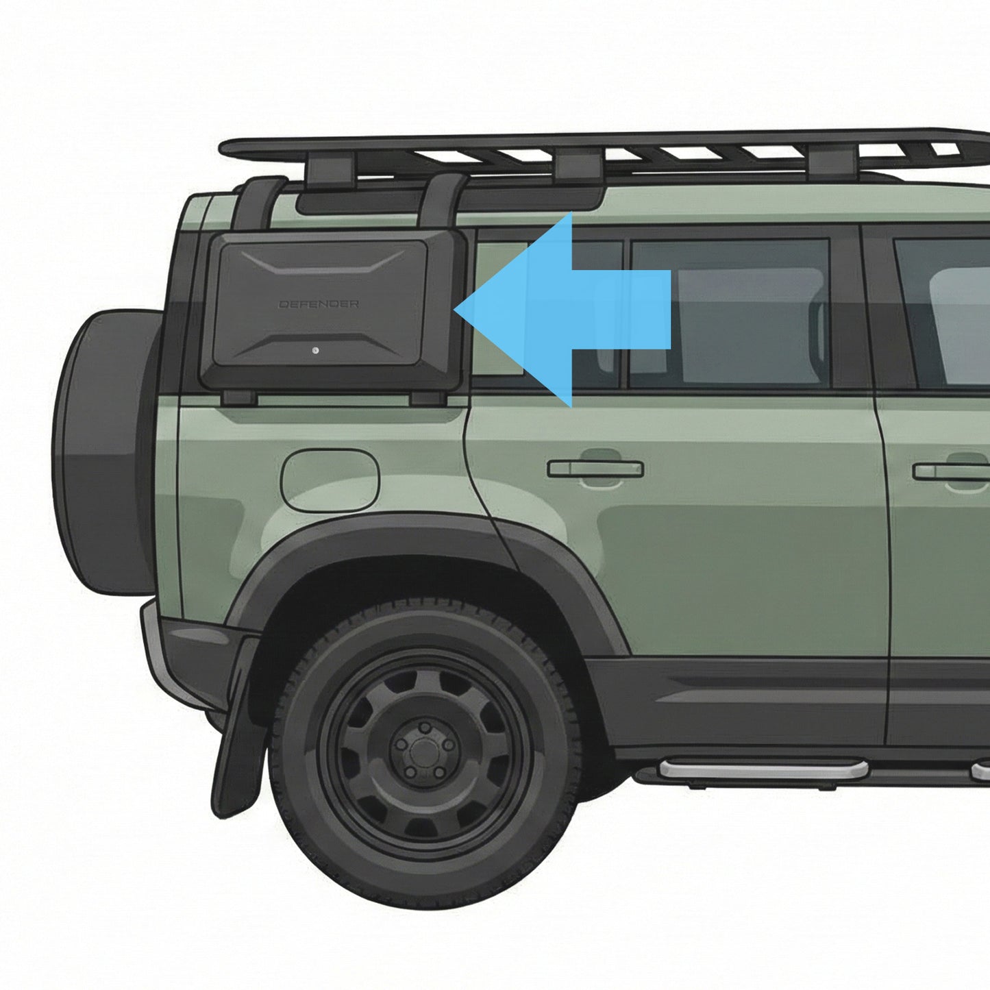 Genuine Side Mounted Box in Gloss Black for Land Rover Defender L663 - 90 & 110