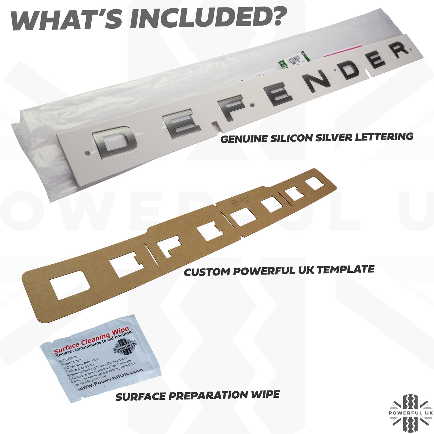 Bonnet Lettering - Silicon Silver - for Land Rover Defender L663