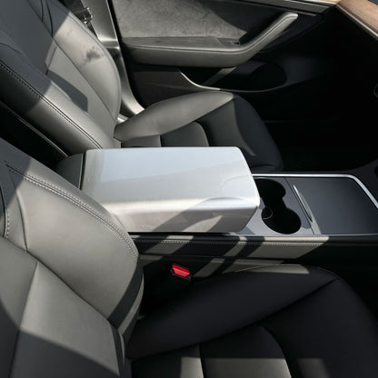 Centre Armrest Cover in Silver for Tesla Model 3 & Y