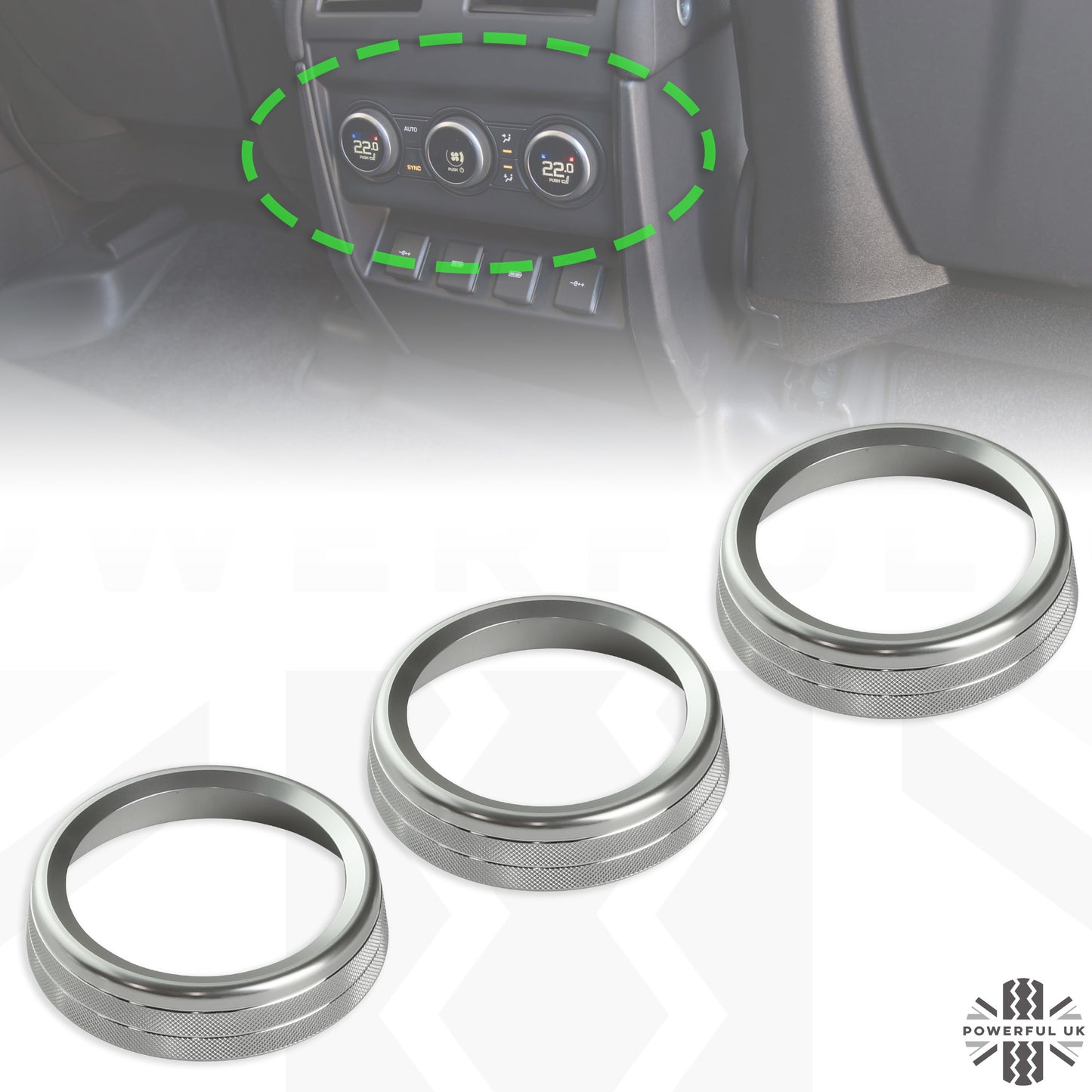 Interior REAR Climate Control Trim - Set of 3 - SILVER - for Land Rover Defender L663