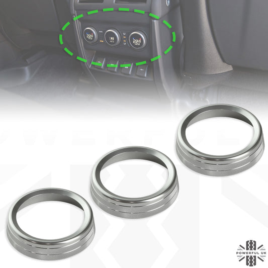 Interior REAR Climate Control Trim - Set of 3 - SILVER - for Land Rover Defender L663