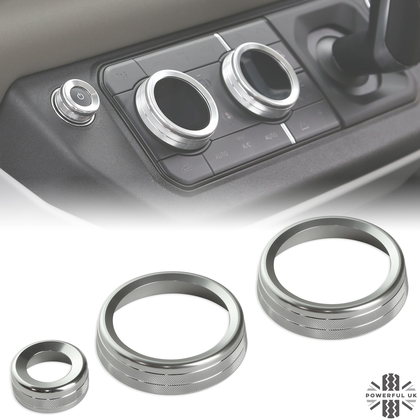 Interior Aircon Control Trim - Set of 3 - SILVER - for Land Rover Defender L663