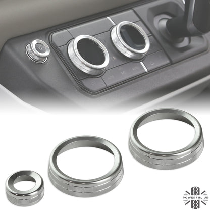 Interior Aircon Control Trim - Set of 3 - SILVER - for Land Rover Defender L663