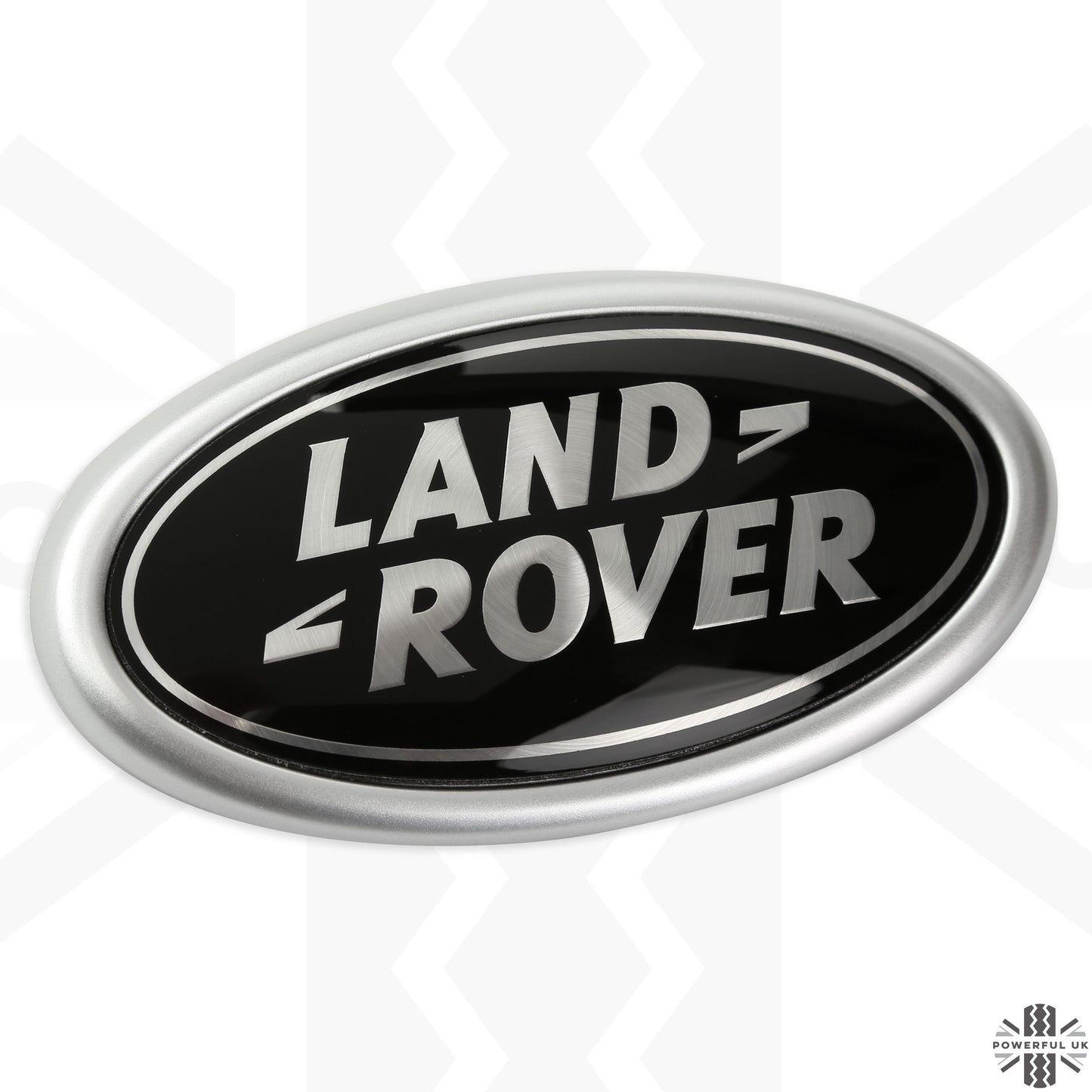 Black & Silver Badge on Silver Sloped Plinth for Land Rover Discovery 5