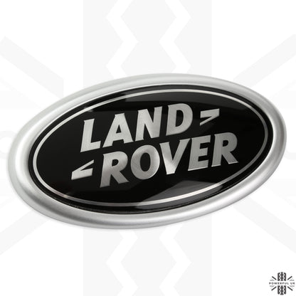 Black & Silver Badge on Silver Sloped Plinth for Land Rover Discovery 5